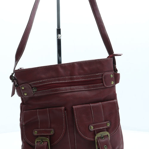 New Look Womens Red Leather Crossbody Size Small