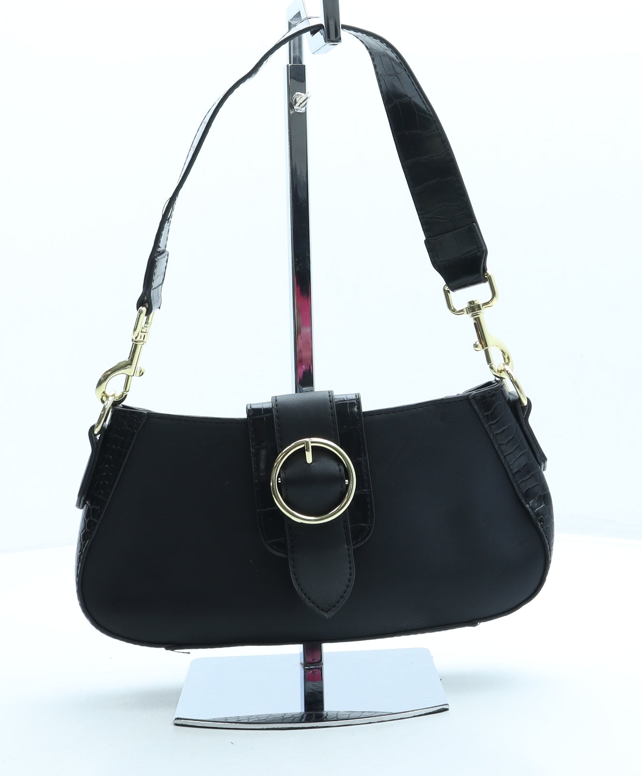 Dorothy Perkins Womens Black Leather Shoulder Bag Size Small