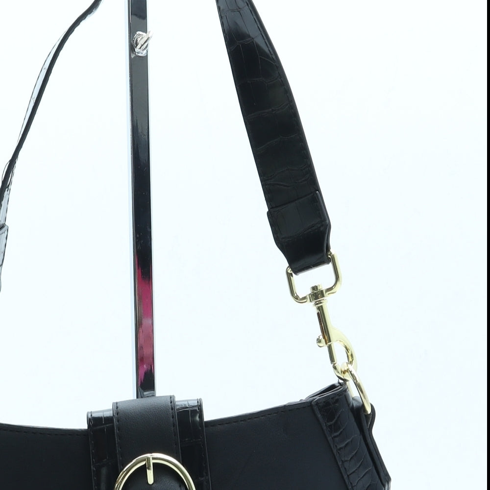 Dorothy Perkins Womens Black Leather Shoulder Bag Size Small
