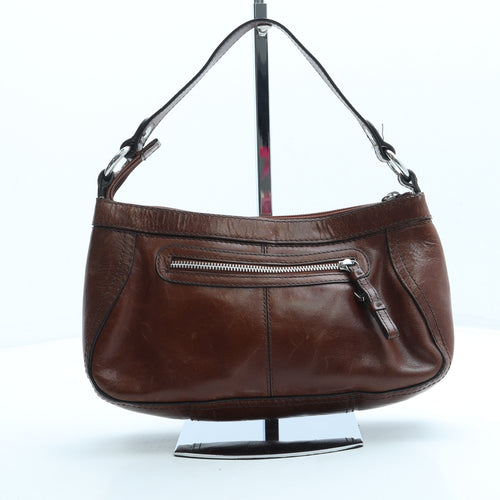 Preworn Womens Brown Leather Shoulder Bag Size Small