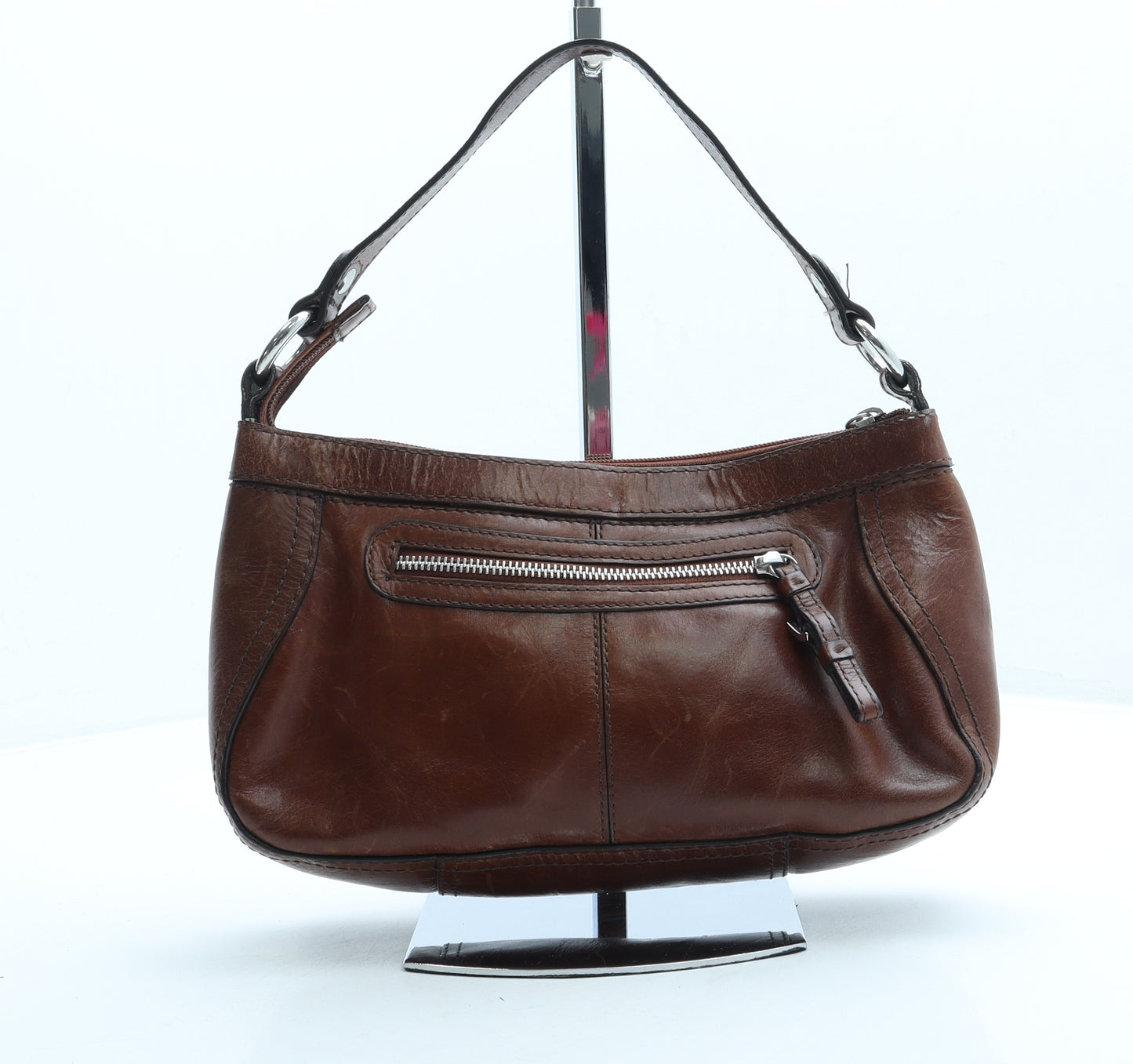 Preworn Womens Brown Leather Shoulder Bag Size Small