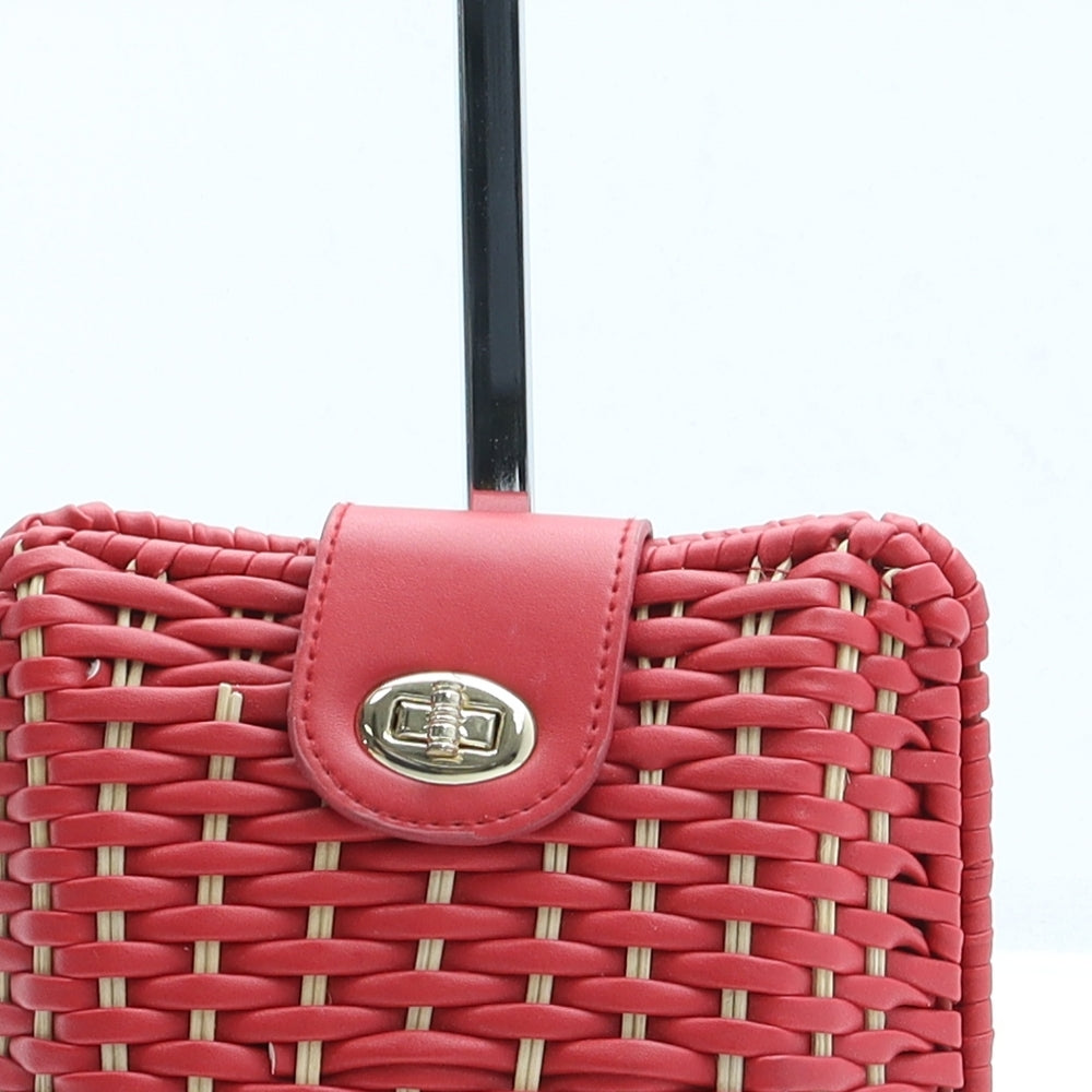 New Look Womens Red Wicker Clutch Size Small
