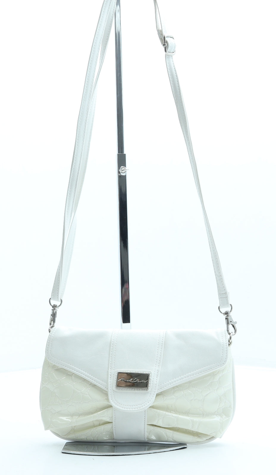 Axel David Womens Ivory Leather Crossbody Size Small