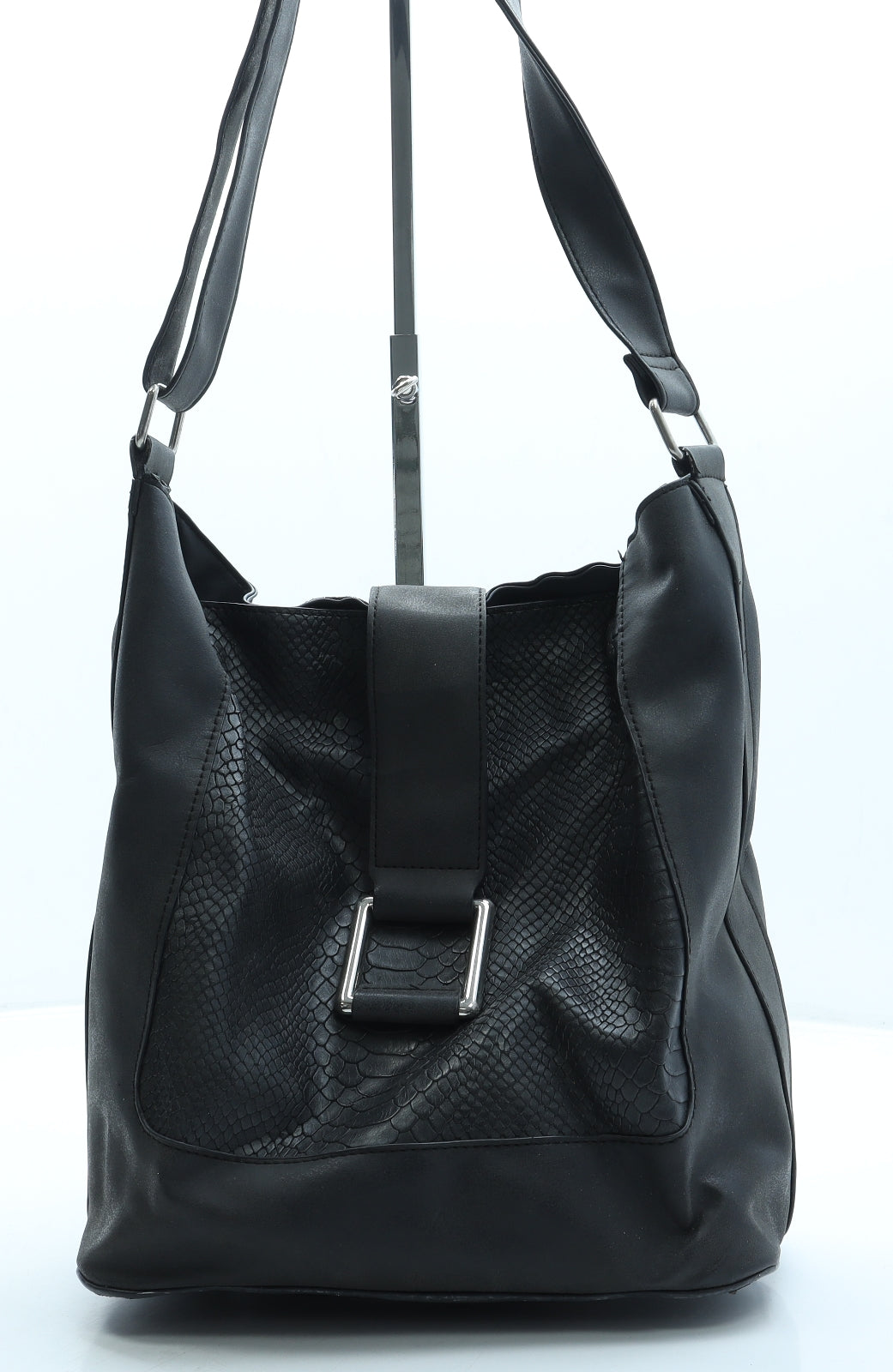 Primark Womens Black Animal Print Leather Shoulder Bag Size Medium