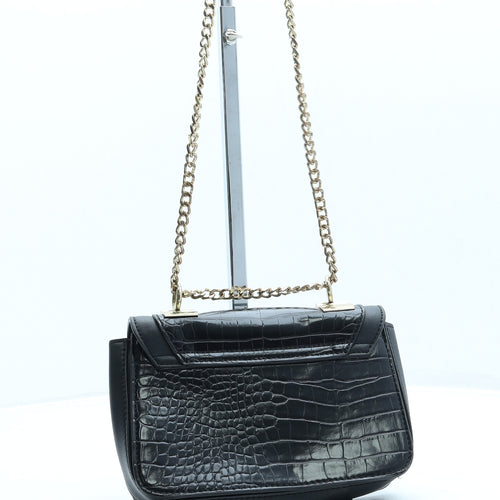 Topshop Womens Black Animal Print Leather Crossbody Size Small