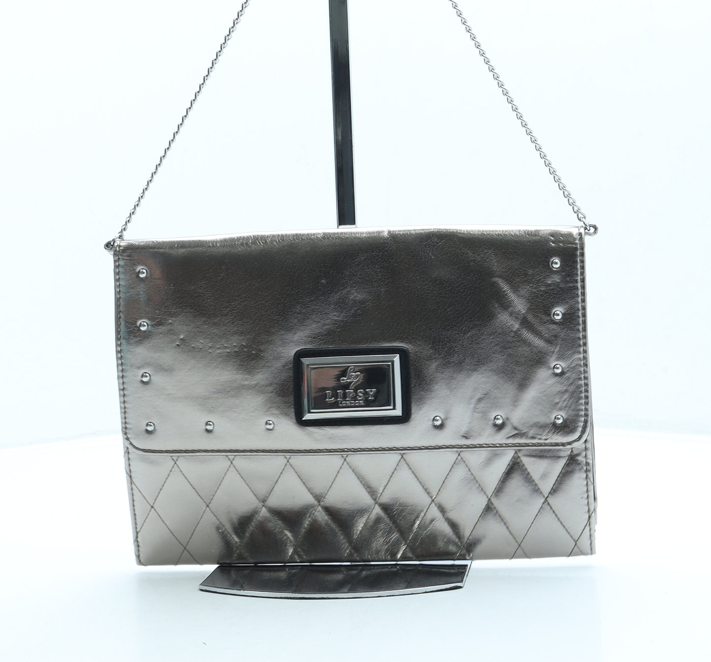 Lipsy Womens Silver Leather Clutch Size Small
