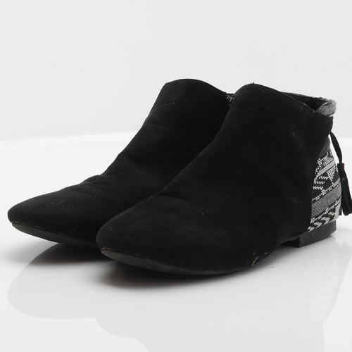 Atmosphere Womens Black Geometric Polyester Bootie Boot UK 4 37