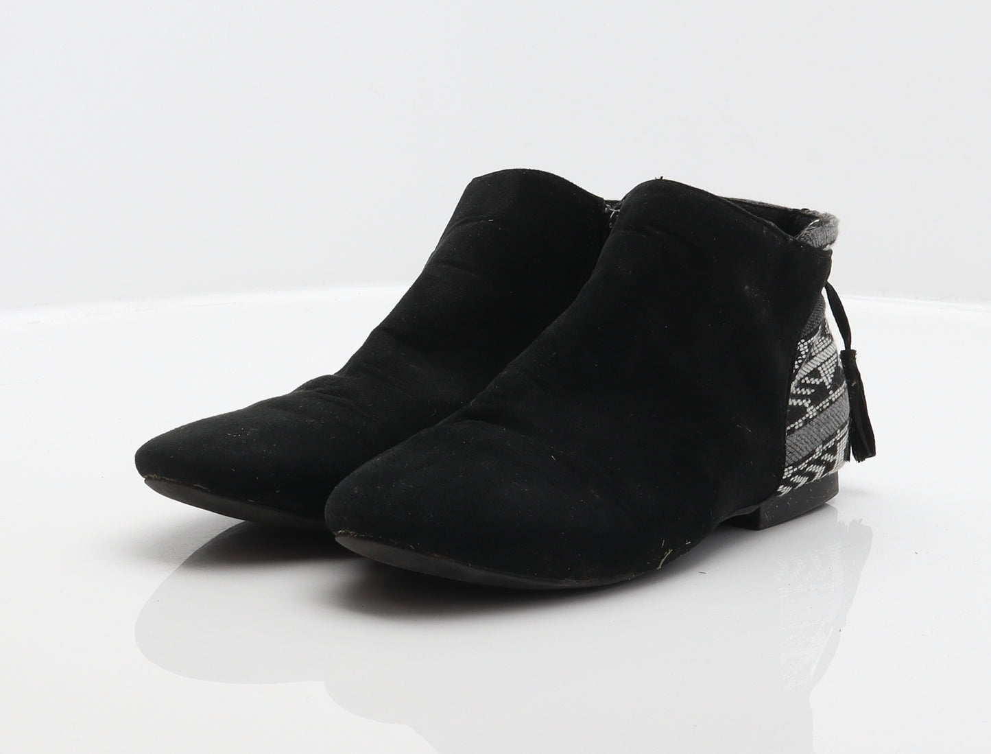 Atmosphere Womens Black Geometric Polyester Bootie Boot UK 4 37