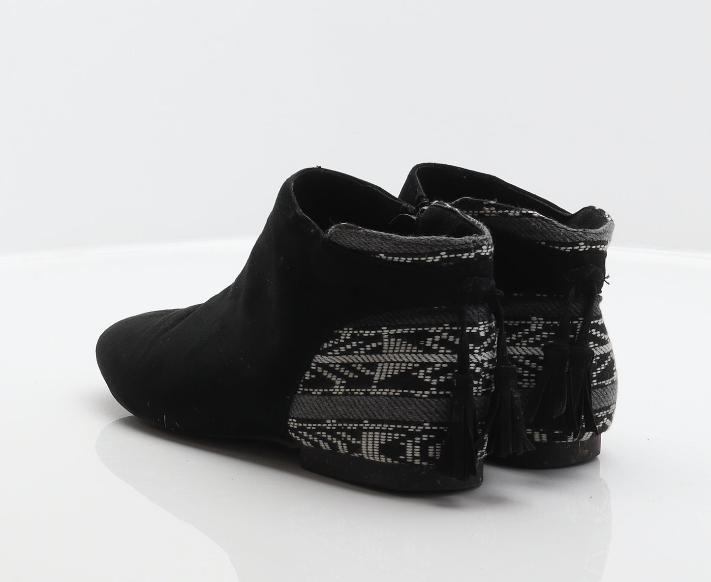 Atmosphere Womens Black Geometric Polyester Bootie Boot UK 4 37