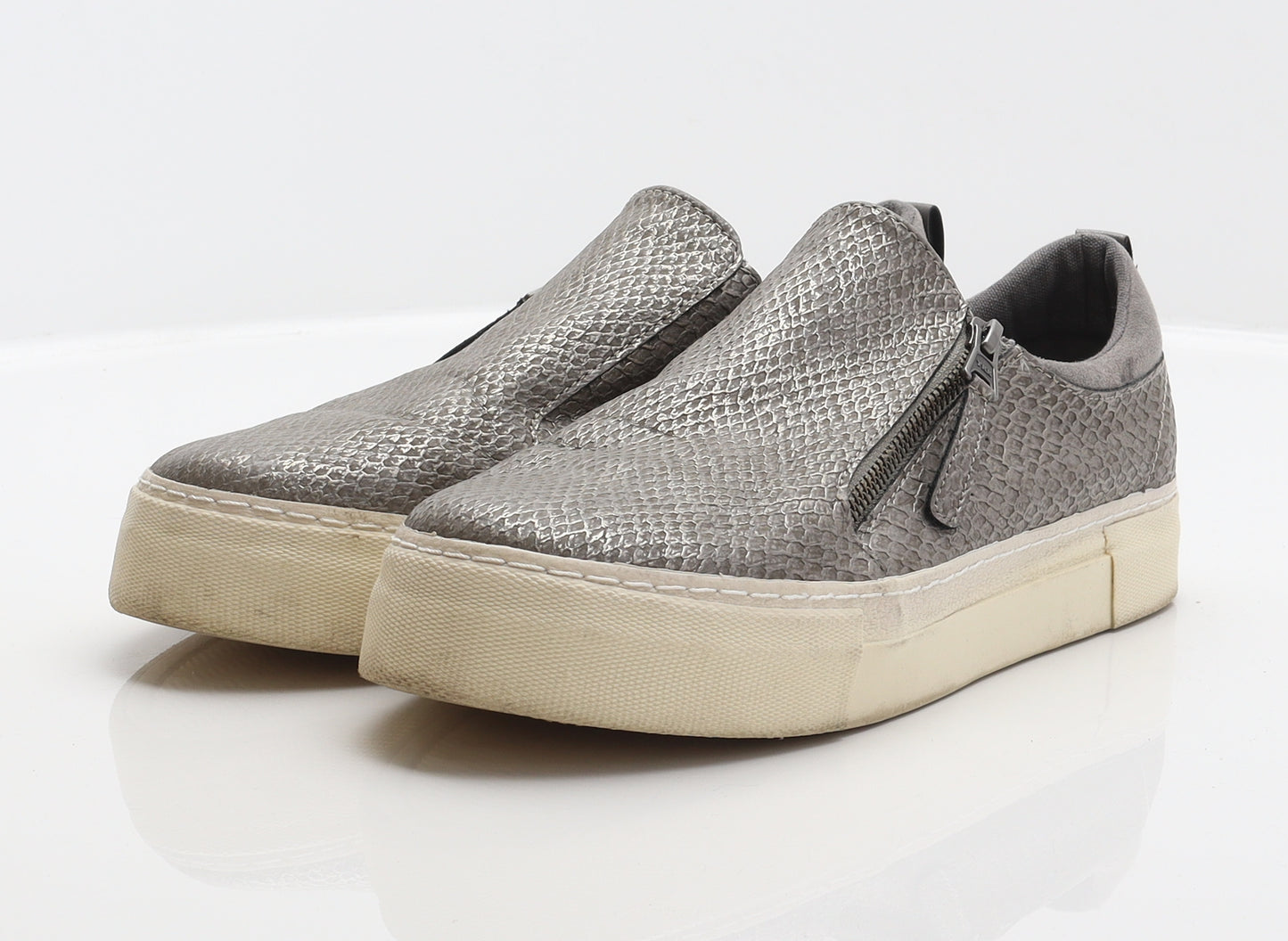 NEXT Womens Grey Animal Print Synthetic Slip On Flat UK 6.5 40 - Snake print