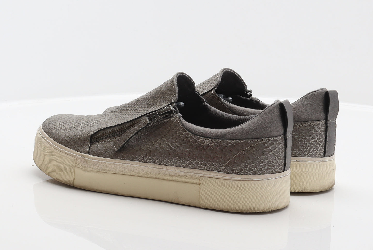 NEXT Womens Grey Animal Print Synthetic Slip On Flat UK 6.5 40 - Snake print