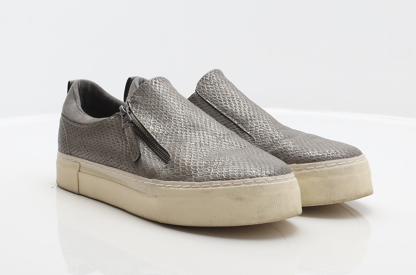 NEXT Womens Grey Animal Print Synthetic Slip On Flat UK 6.5 40 - Snake print