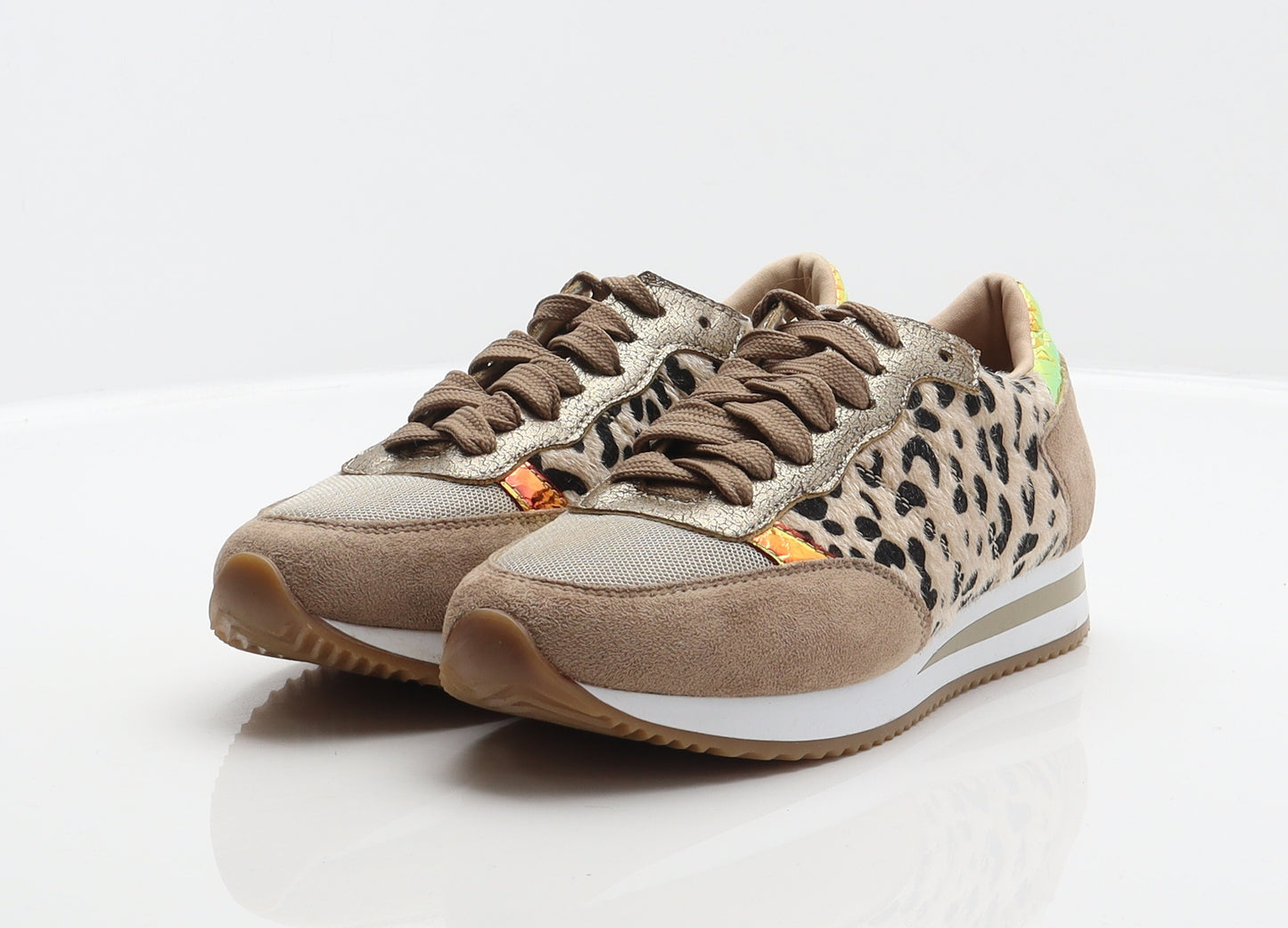 REDz Womens Brown Animal Print Polyester Trainer UK 3.5 36 - Leopard print