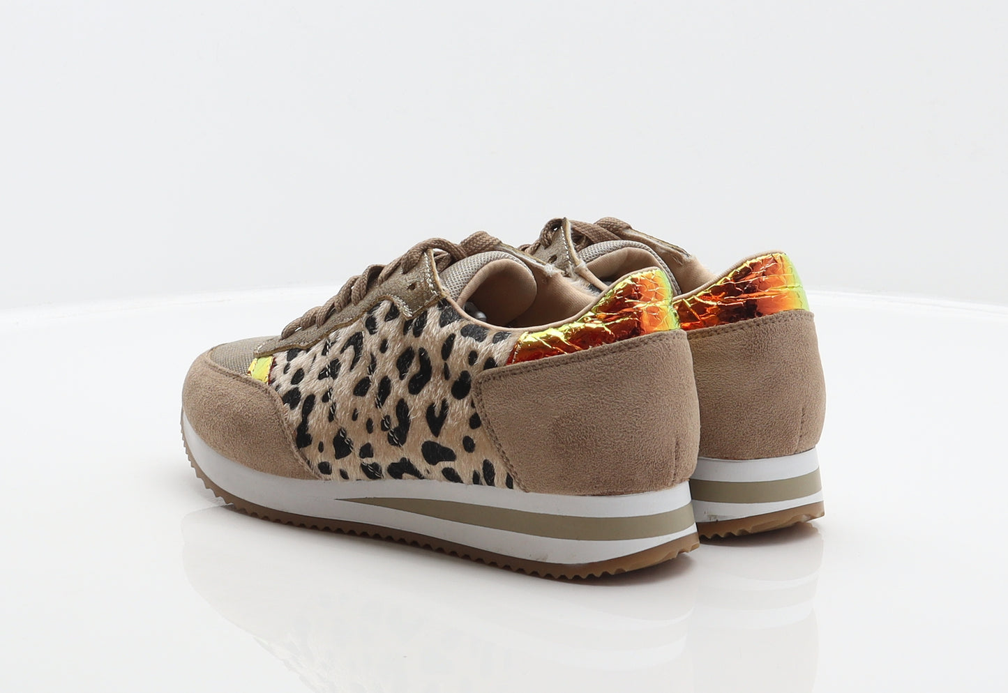 REDz Womens Brown Animal Print Polyester Trainer UK 3.5 36 - Leopard print