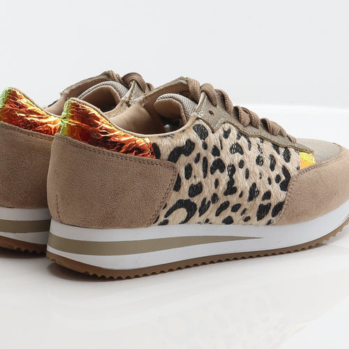 REDz Womens Brown Animal Print Polyester Trainer UK 3.5 36 - Leopard print