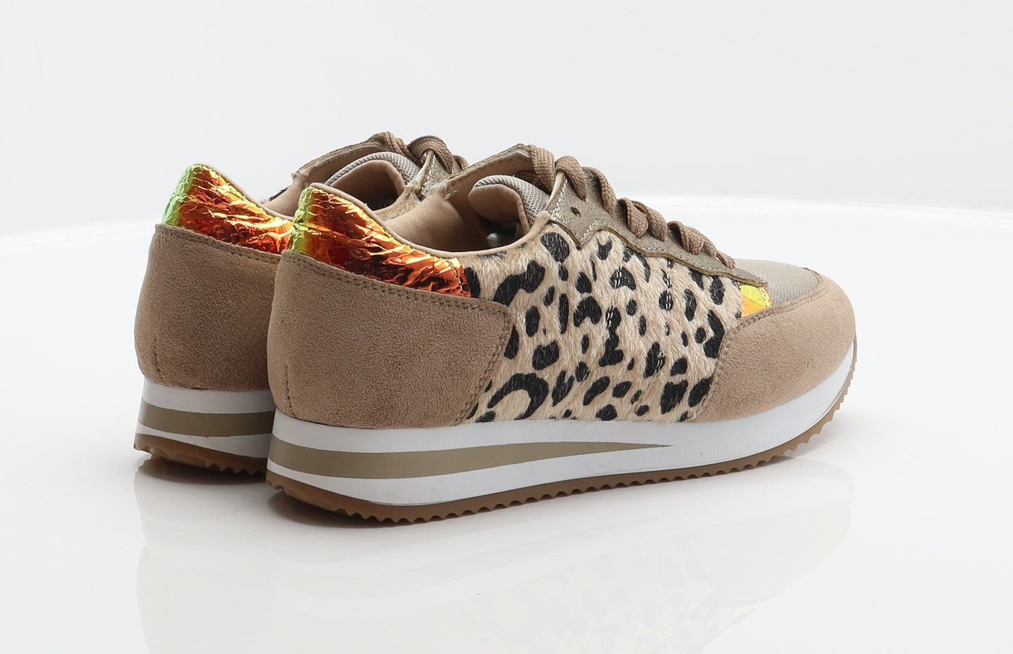 REDz Womens Brown Animal Print Polyester Trainer UK 3.5 36 - Leopard print