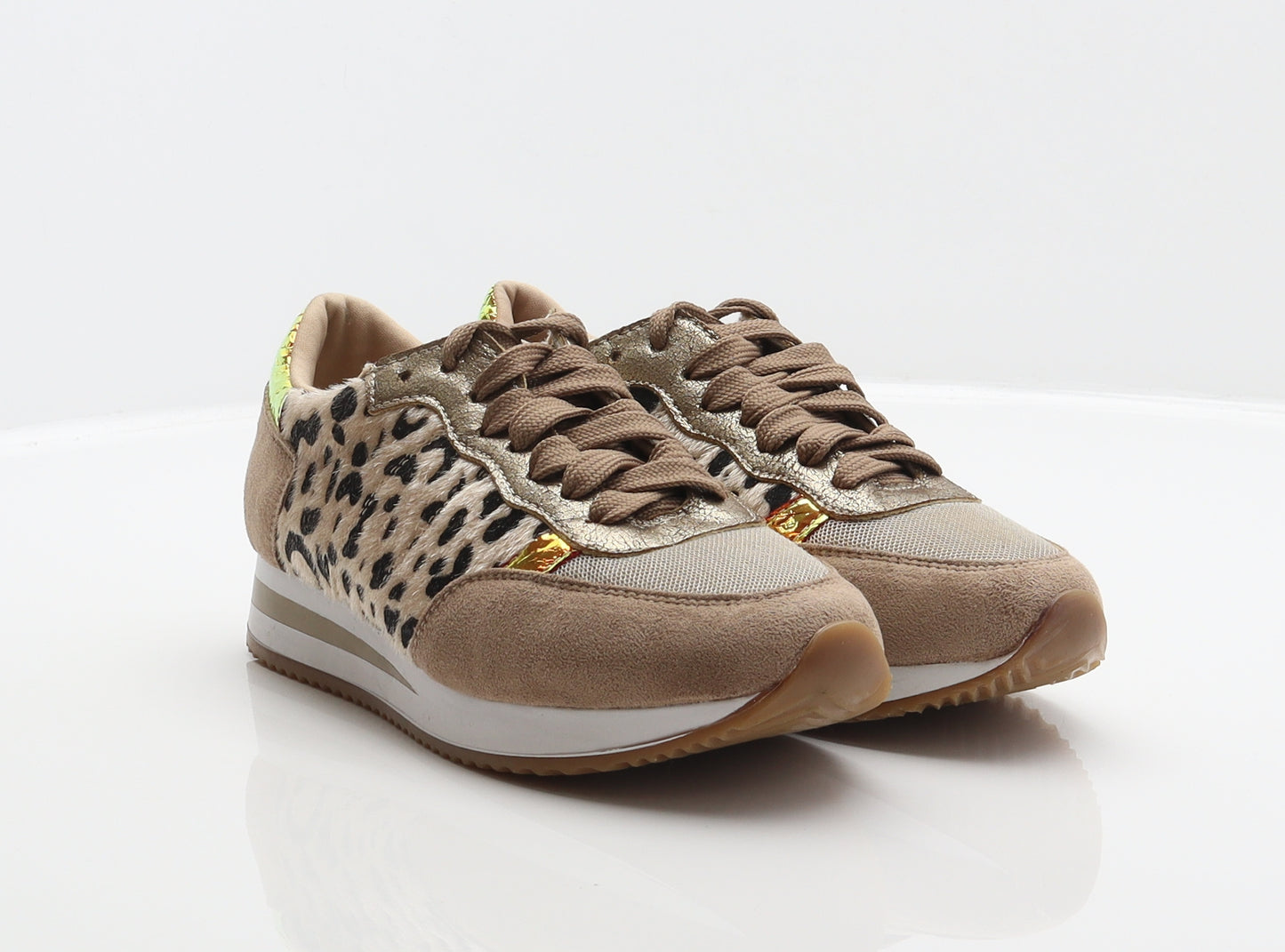 REDz Womens Brown Animal Print Polyester Trainer UK 3.5 36 - Leopard print