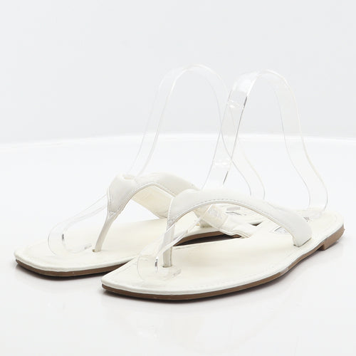 Primark Womens White Synthetic Thong Sandal UK 4 37