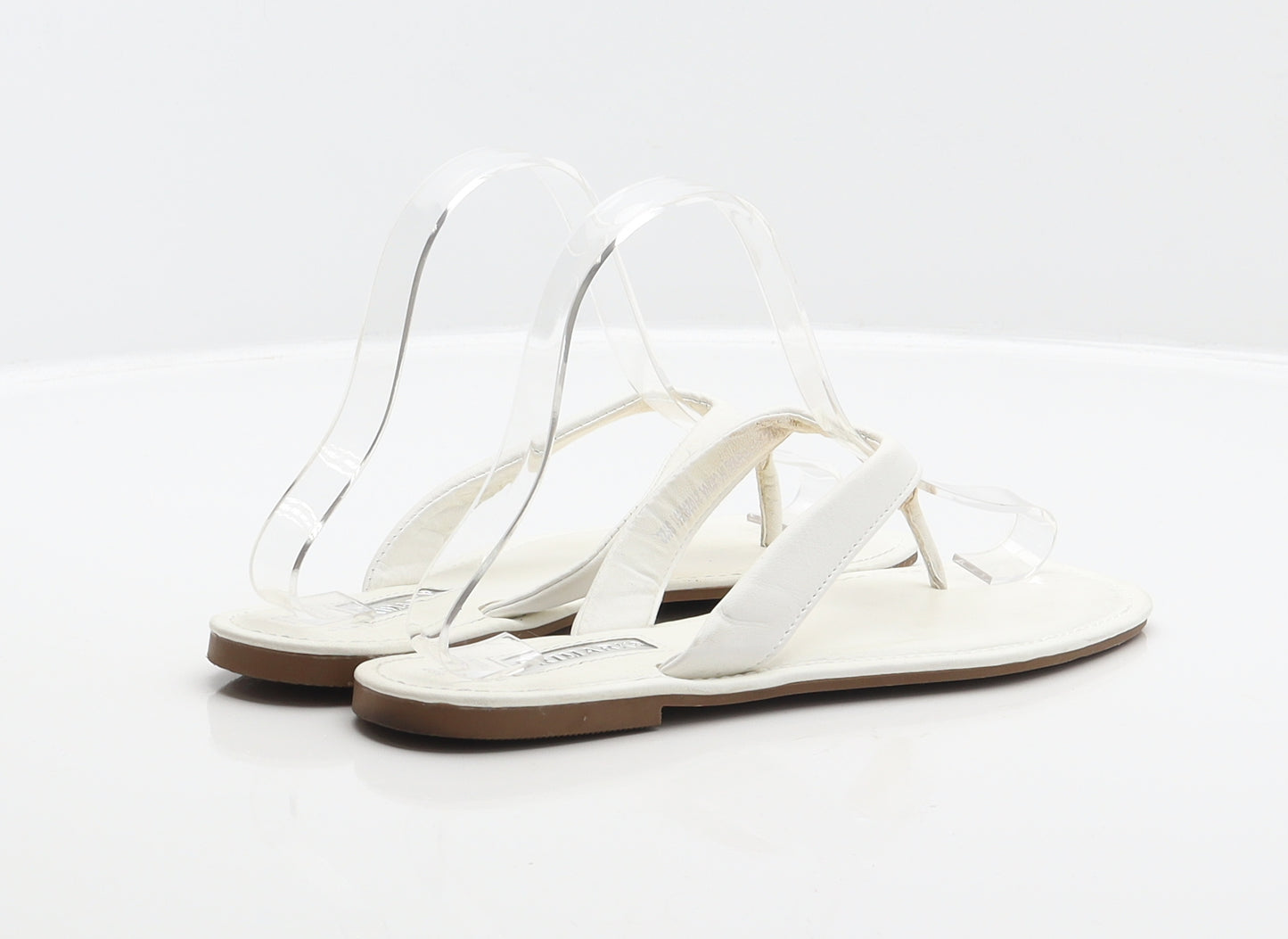 Primark Womens White Synthetic Thong Sandal UK 4 37