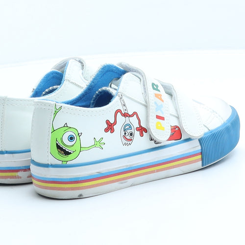 George Boys White Geometric Polyester Trainer UK 10 28 - Pixar