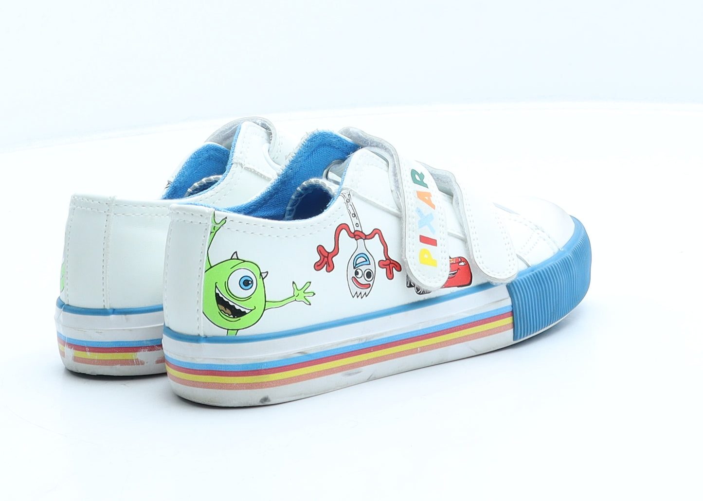 George Boys White Geometric Polyester Trainer UK 10 28 - Pixar