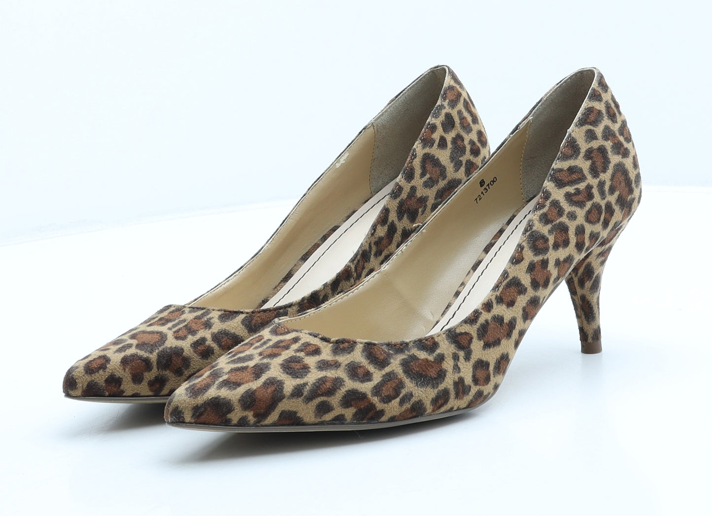 Marks and Spencer Womens Brown Animal Print Suede Court Heel UK 8 - Leopard print