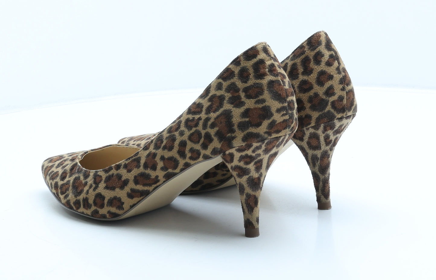 Marks and Spencer Womens Brown Animal Print Suede Court Heel UK 8 - Leopard print