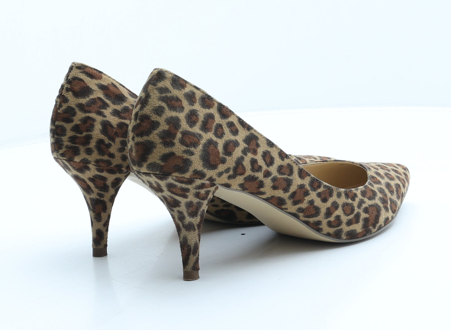 Marks and Spencer Womens Brown Animal Print Suede Court Heel UK 8 - Leopard print