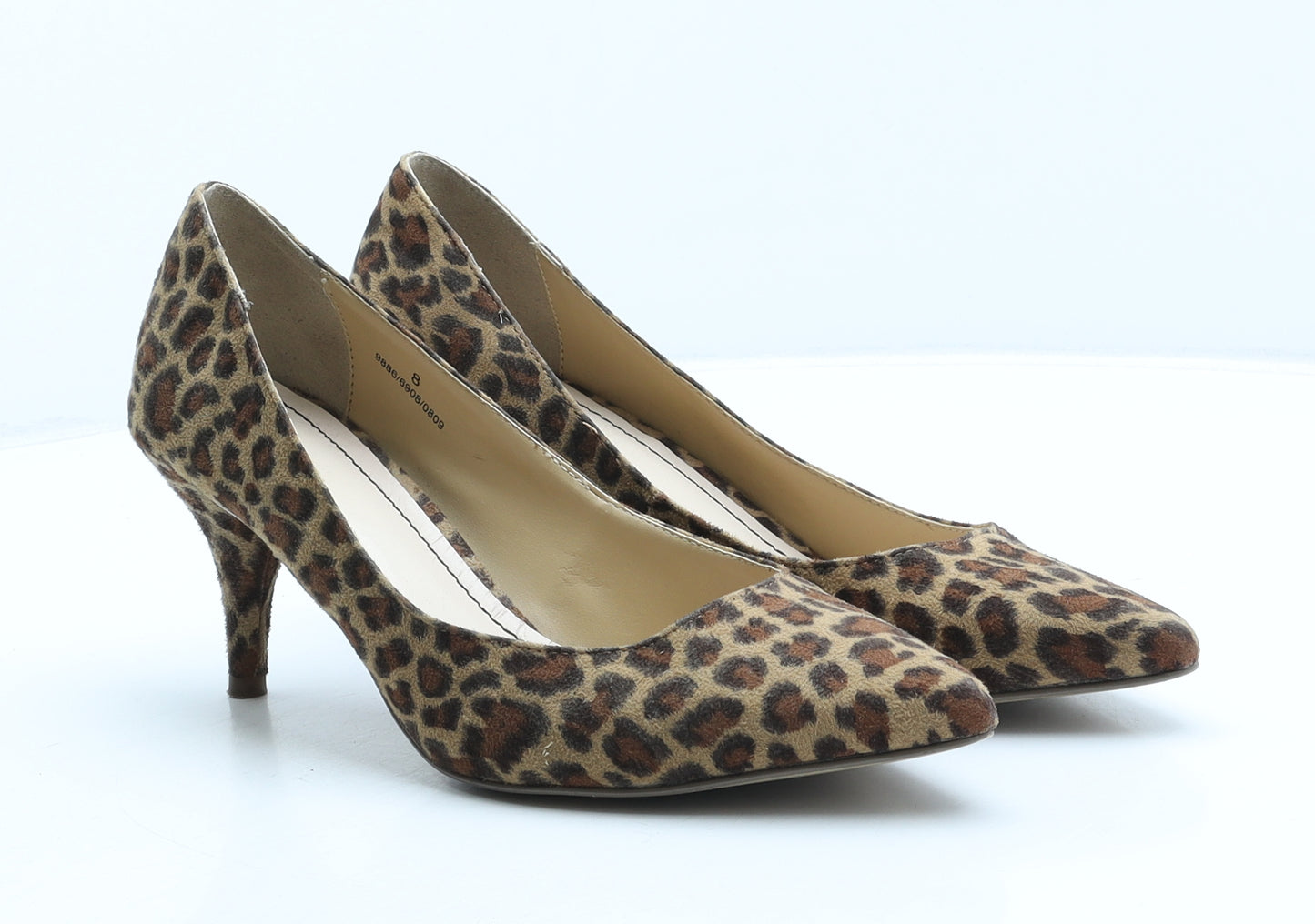 Marks and Spencer Womens Brown Animal Print Suede Court Heel UK 8 - Leopard print
