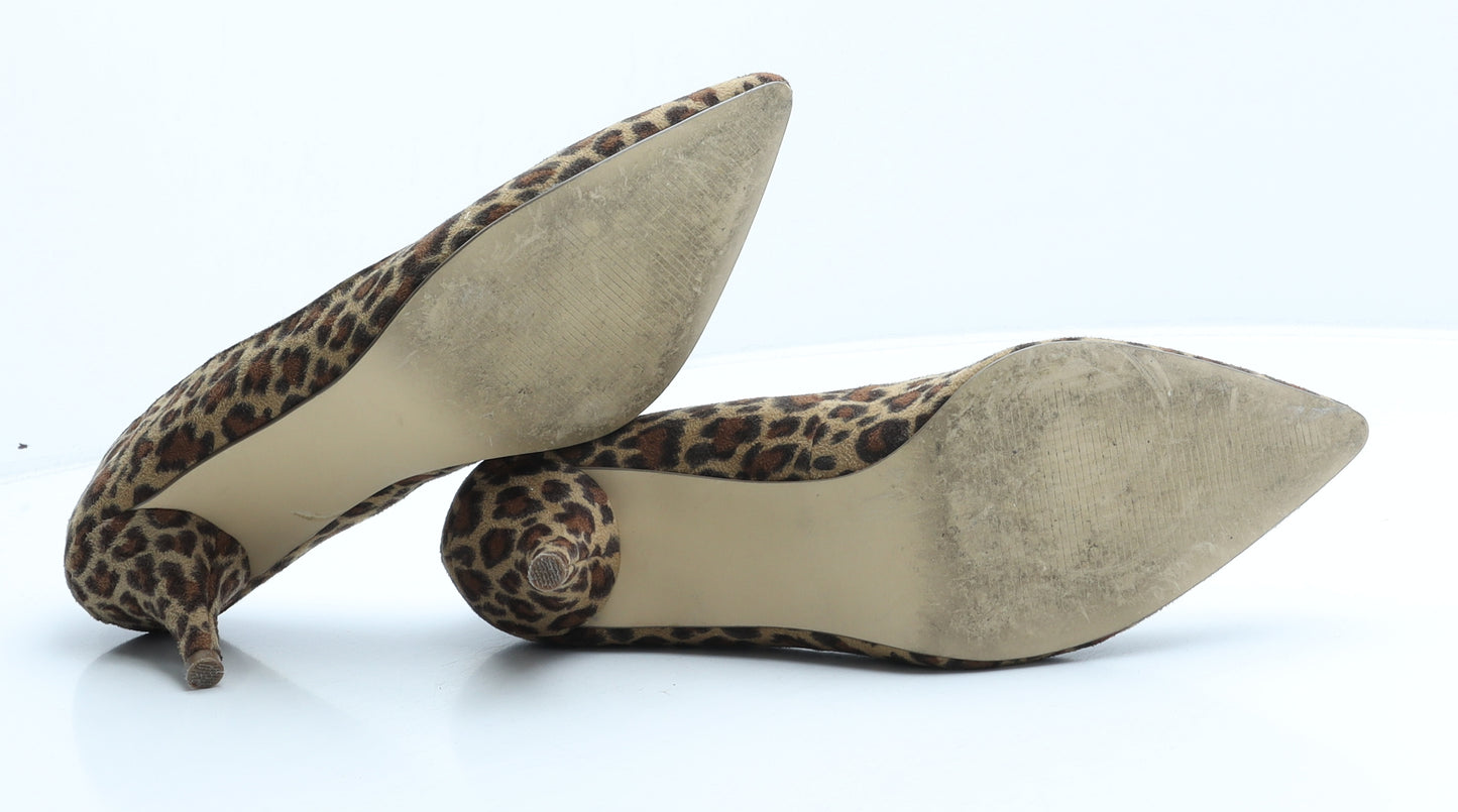 Marks and Spencer Womens Brown Animal Print Suede Court Heel UK 8 - Leopard print