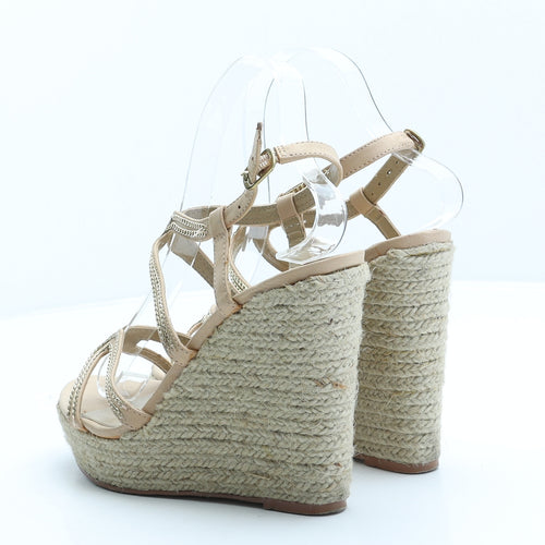 River Island Womens Beige Polyester Strappy Heel UK 5