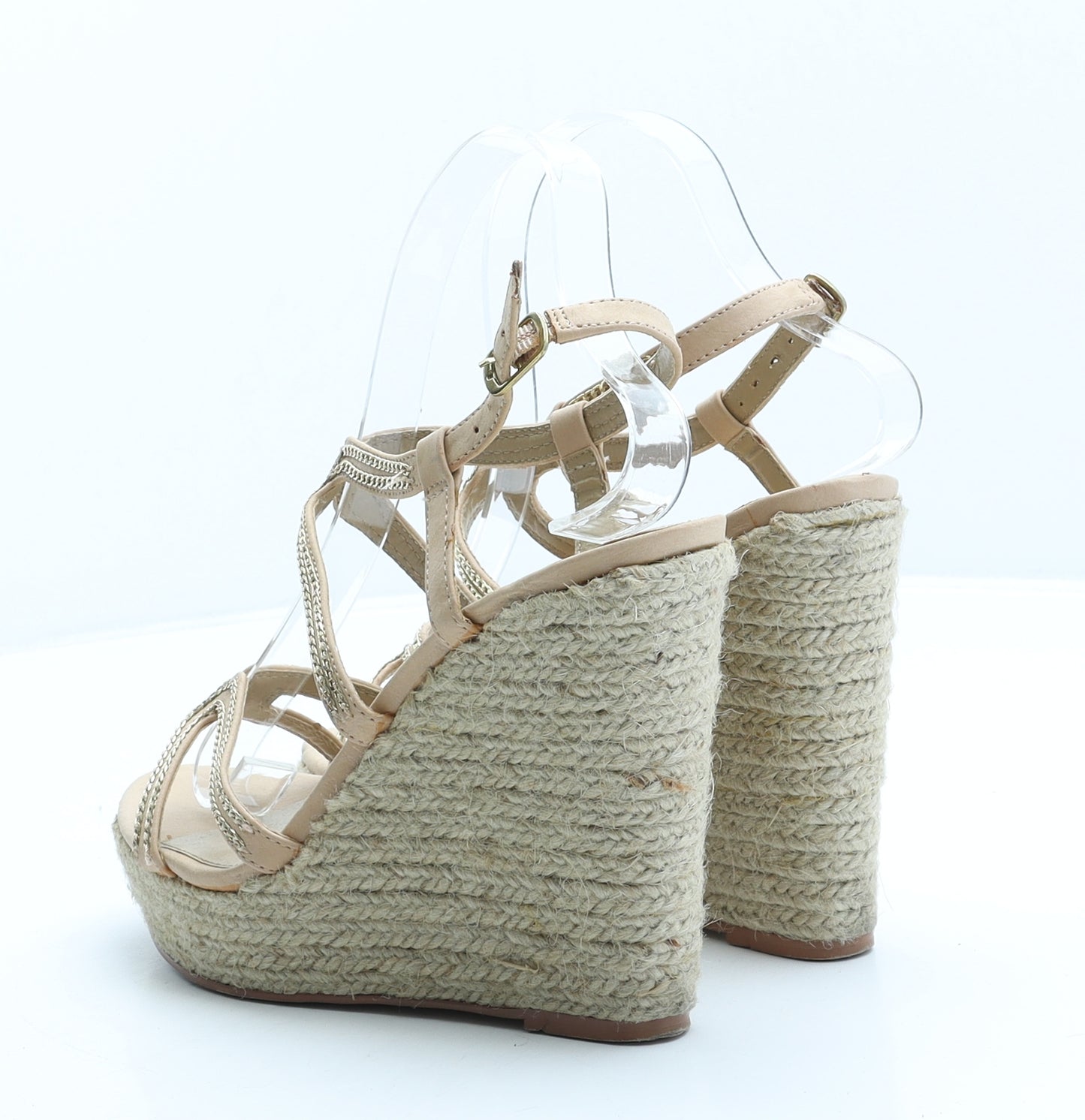 River Island Womens Beige Polyester Strappy Heel UK 5