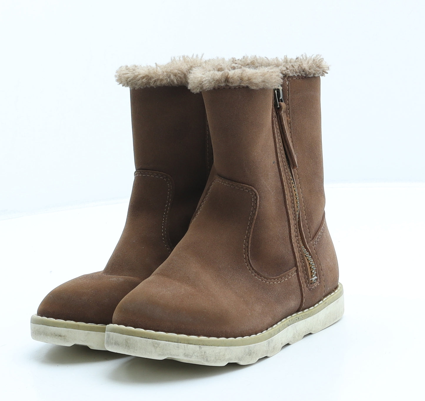 NEXT Girls Brown Suede Shearling Style Boot UK 6