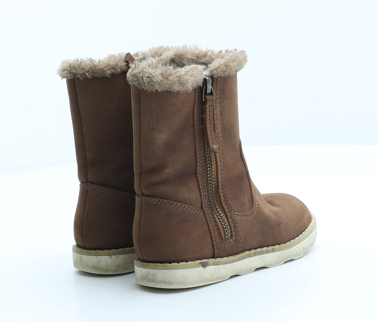 NEXT Girls Brown Suede Shearling Style Boot UK 6