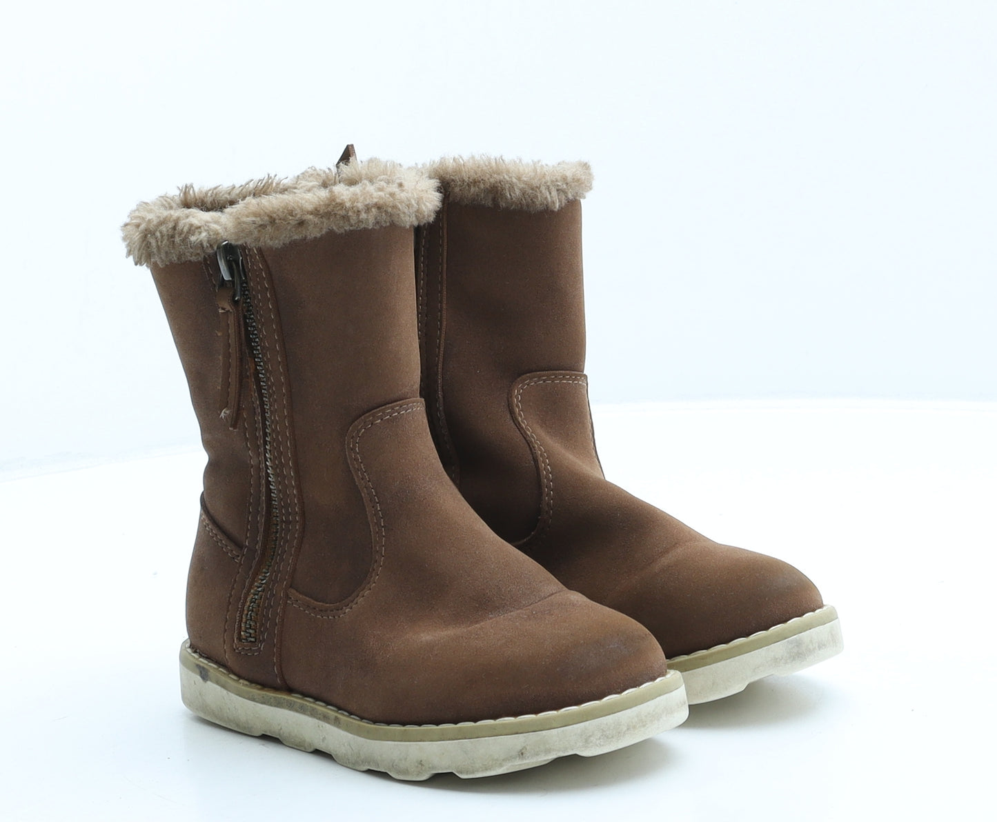 NEXT Girls Brown Suede Shearling Style Boot UK 6