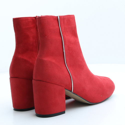 She&In Womens Red Suede Bootie Boot UK 7 40