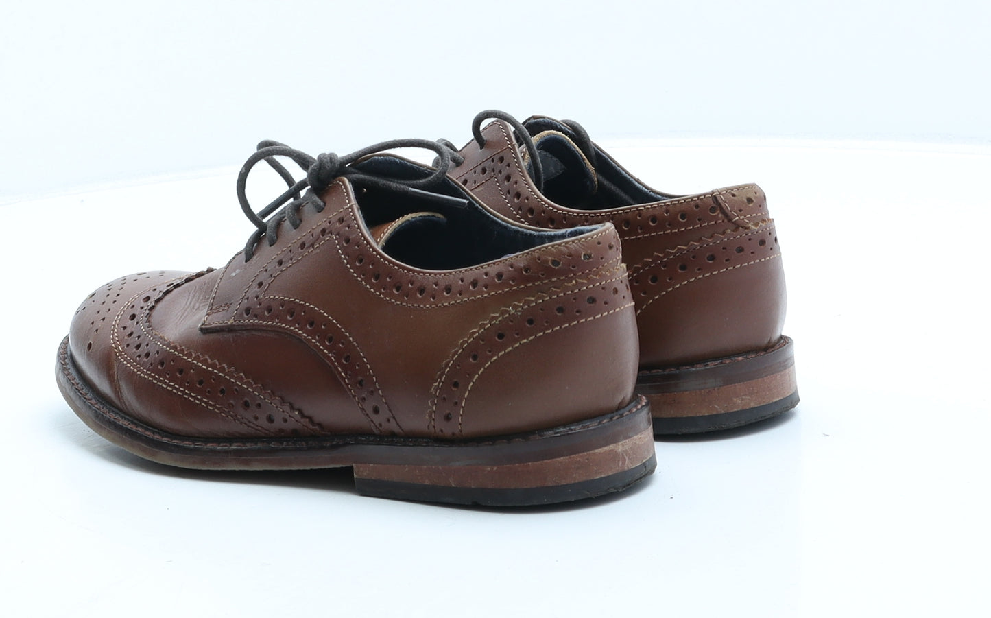 NEXT Boys Brown Geometric Leather Brogue Dress UK 2