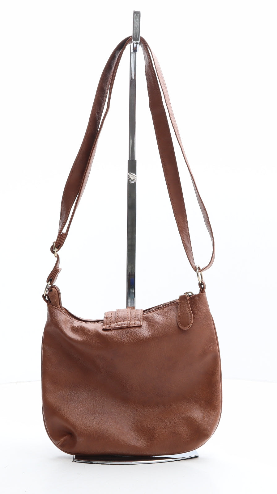 Preworn Womens Brown Polyester Saddle Bag Size Small