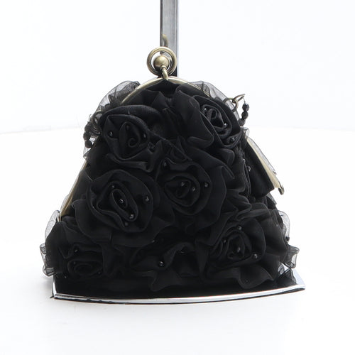 Preworn Womens Black Polyester Clutch Size Mini - Roses