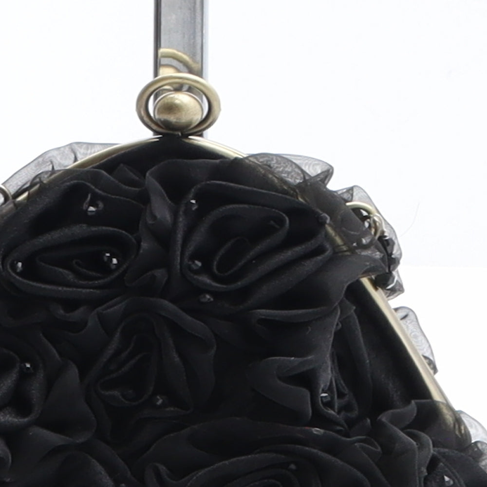 Preworn Womens Black Polyester Clutch Size Mini - Roses