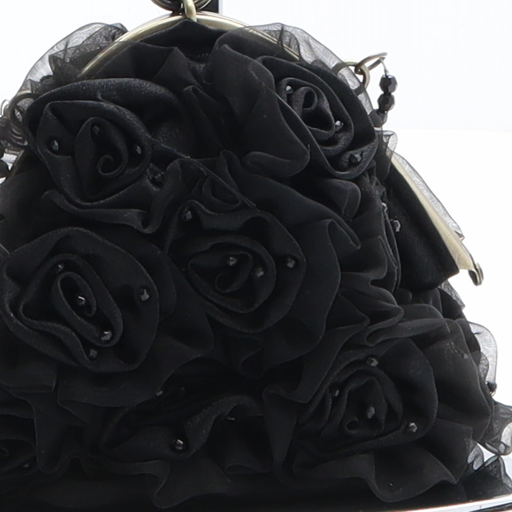 Preworn Womens Black Polyester Clutch Size Mini - Roses