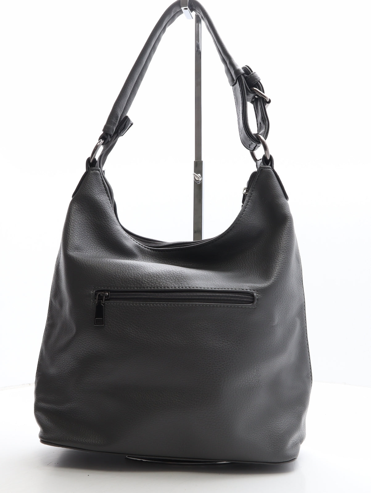 Preworn Womens Grey Suede Shoulder Bag Size Large