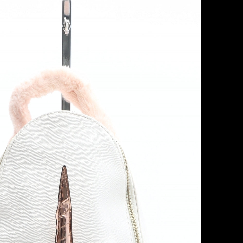 River Island Girls Ivory Geometric Polyethylene Backpack Size Medium Zip - Unicorn