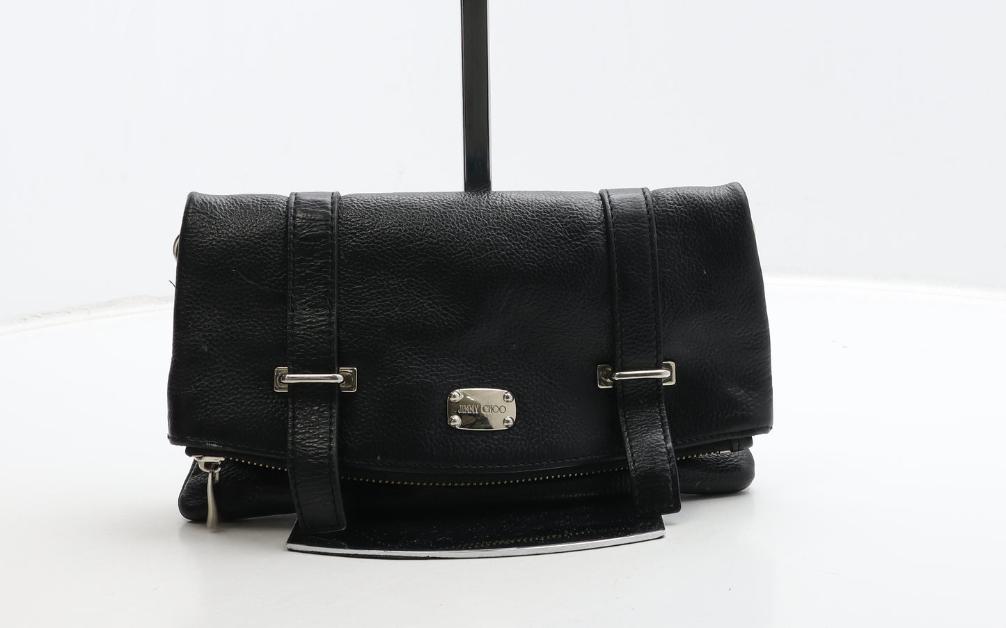 Jimmy Choo Womens Black Leather Clutch Size Small