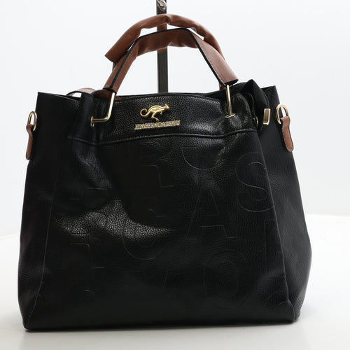 JingPin Daishu Womens Black Logo Polyester Top Handle Bag Size Medium