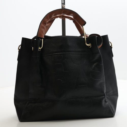 JingPin Daishu Womens Black Logo Polyester Top Handle Bag Size Medium