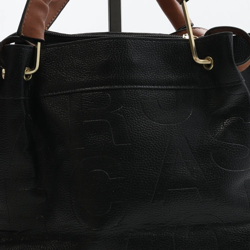 JingPin Daishu Womens Black Logo Polyester Top Handle Bag Size Medium