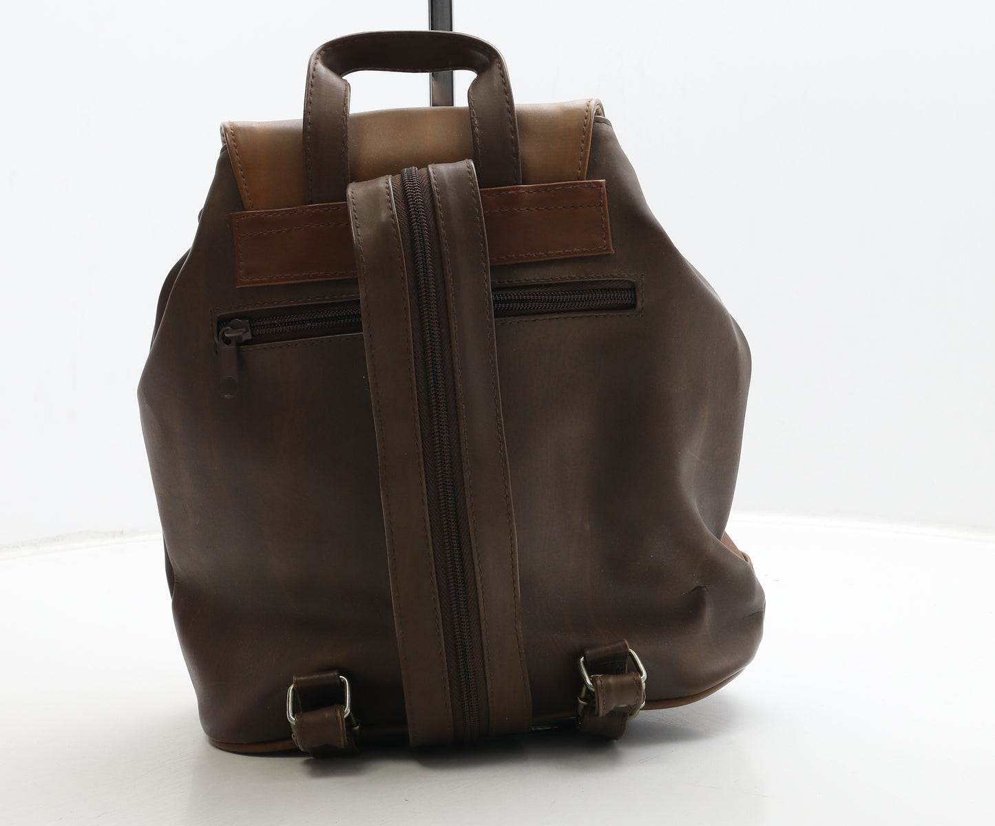 Phoenix Womens Brown Geometric Leather Backpack Size Medium