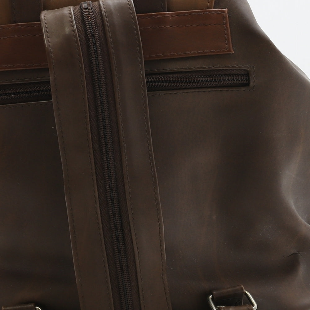 Phoenix Womens Brown Geometric Leather Backpack Size Medium