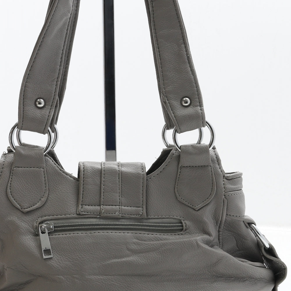 Preworn Womens Grey Polyester Shoulder Bag Size Small